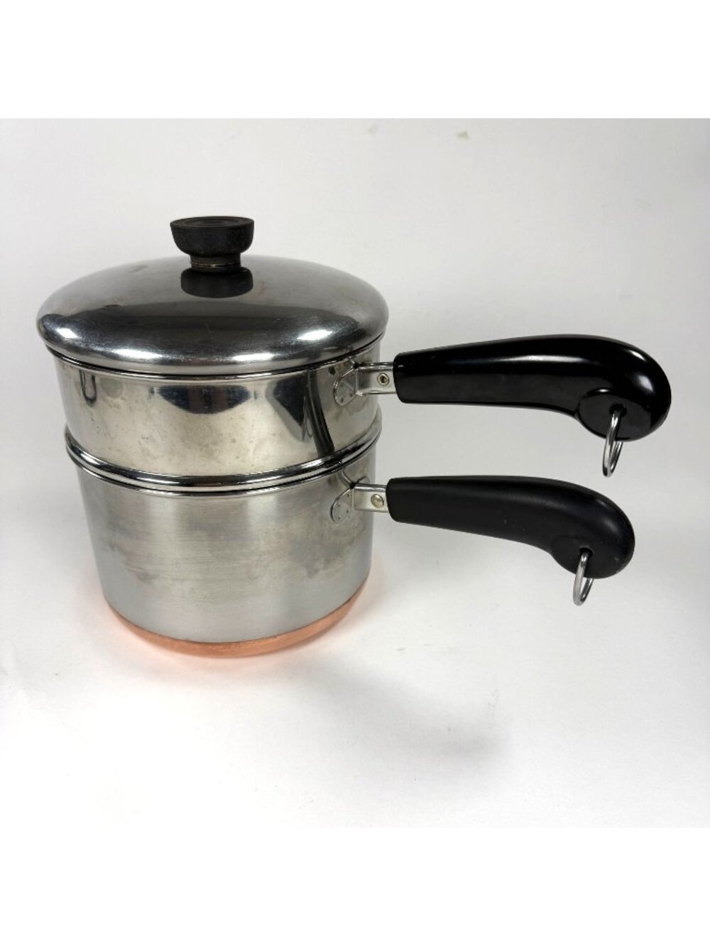 Vintage Revere Ware Copper Bottom Stainless 3 Qt Double Boiler 83 Clinton USA